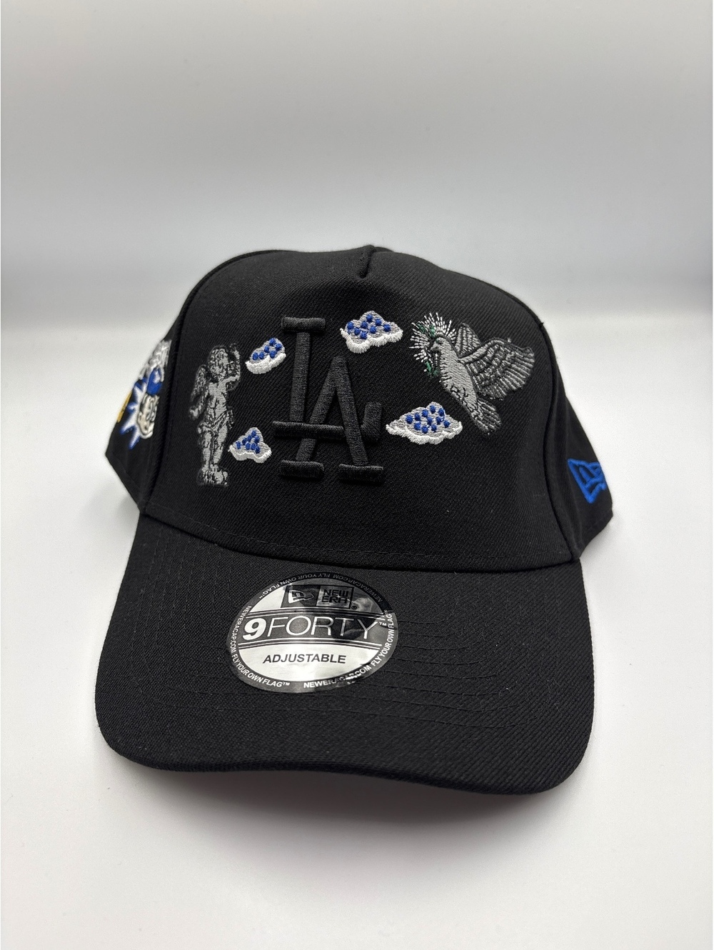New Era 9FORTY Adjustable Black LA Cap with Embroidered Designs